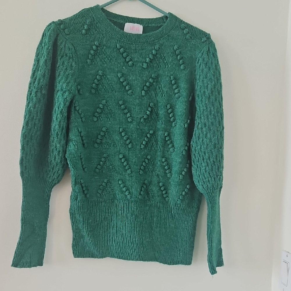 Elegant Emerald Knit Sweater Size Medium
